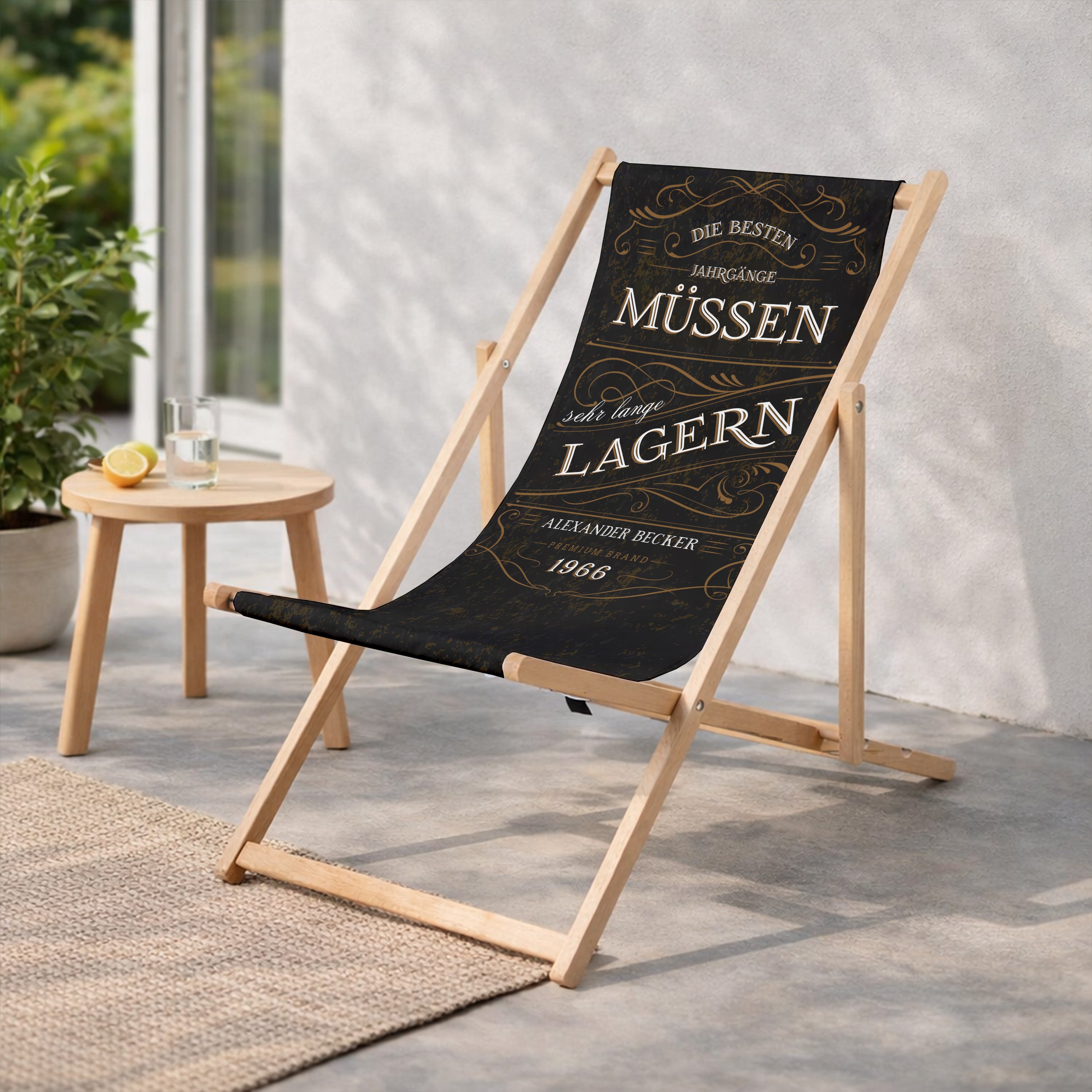 Personalisierter Liegestuhl – Geschenk für einen Mann