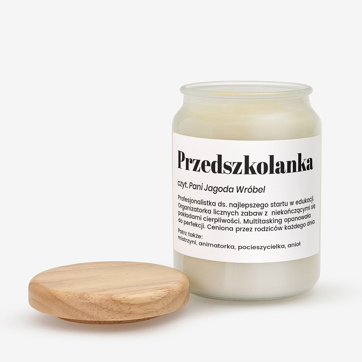 Świeca personalizowana definicja - prezent dla przedszkolanki