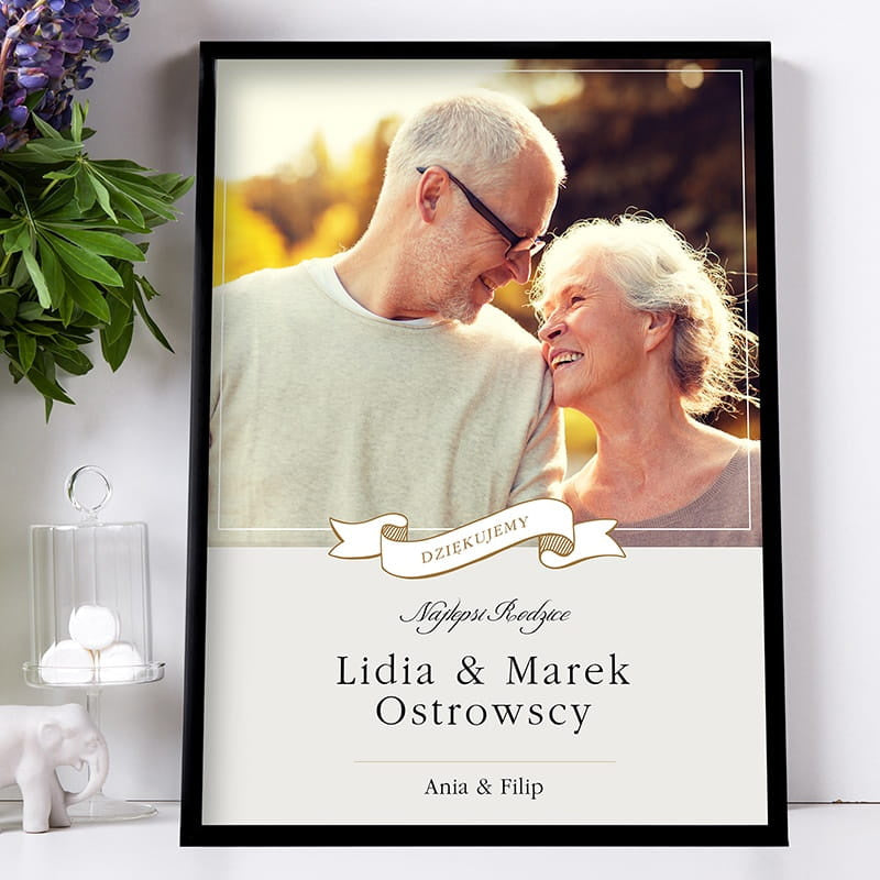 Plakat ze zdjęciem dla rodziców - prezent na podziękowanie 31x41 cm podziękowanie dla rodziców prezent dla rodziców