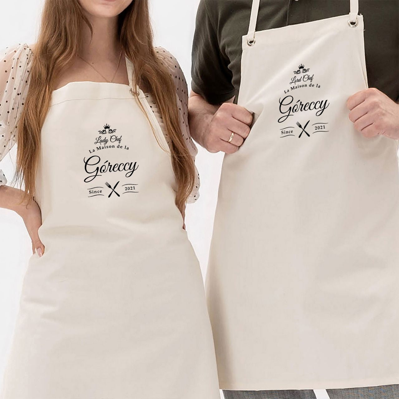 Personalizowane fartuchy dla małżeństwa na parapetówkę