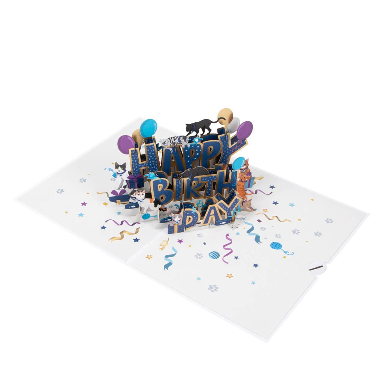 Urodzinowa kartka rozkładana z kotami - Happy Birthday