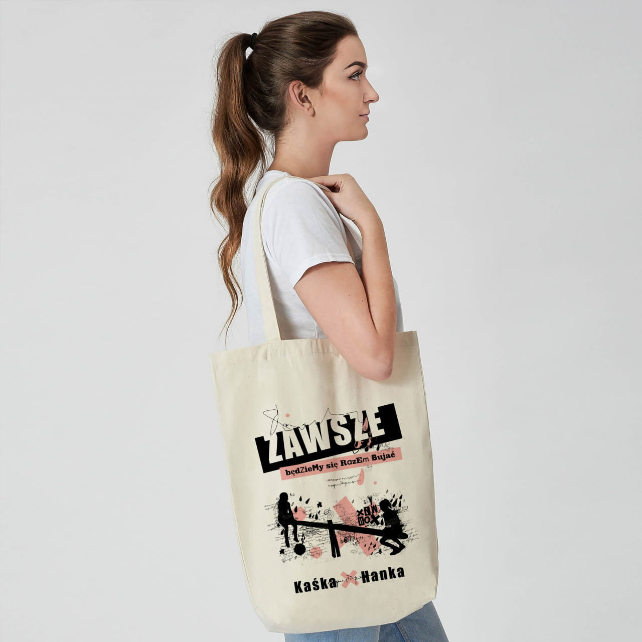 Torba bawełniana na zakupy - prezent dla przyjaciółki personalizowana torba torba z nadrukiem torba dla niej