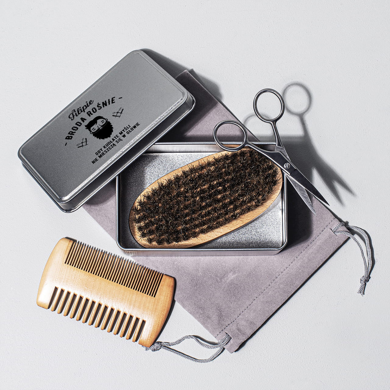 Akcesoria do brody - Kudłate Myśli - prezent dla kolegi prezent dla mężczyzny zestaw do pielęgnacji brody