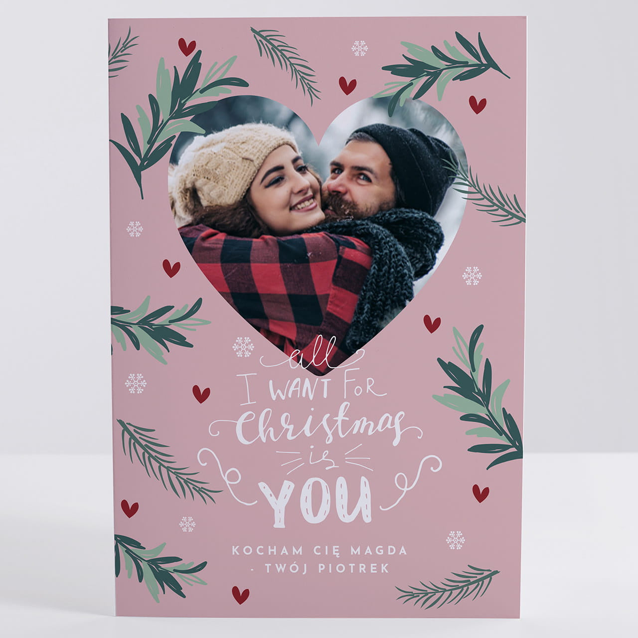 Kartka świąteczna ze zdjęciem dla ukochanej - All I want for christmas upominek świąteczny kartka na święta