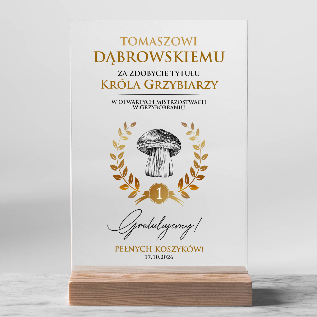 Personalizowana statuetka dla grzybiarza - król grzybiarzy