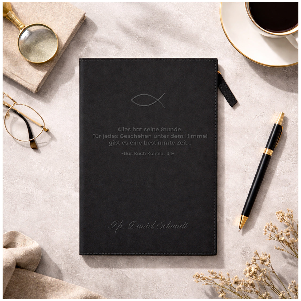 Graviertes Notizbuch- Geschenk für einen Pfarrer
