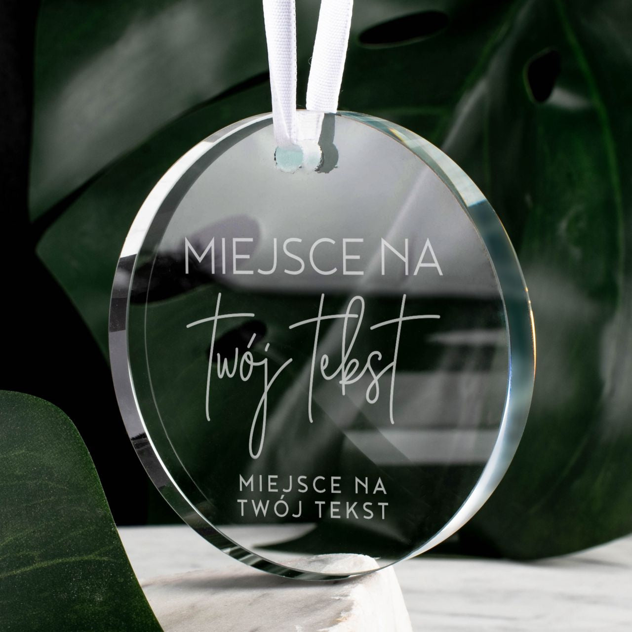 Zawieszka szklana z grawerem - Twój Tekst