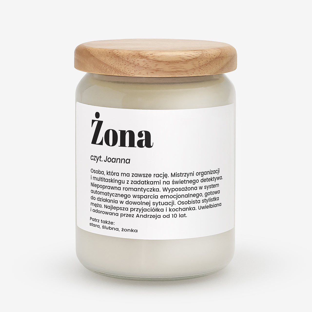 Świeca dla żony z personalizacją - śmieszny prezent dla żony