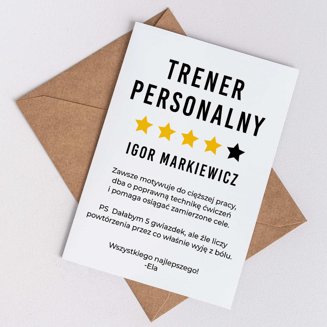 Kartka dla trenera personalnego