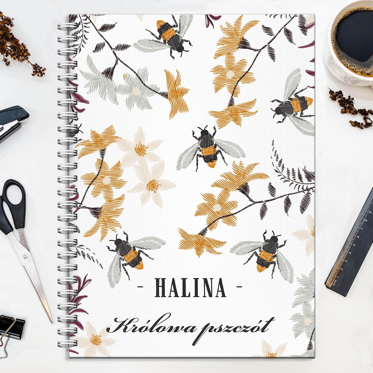 Notatnik z personalizacją dla pszczelarza - królowa pszczół prezent dla pszczelarza notatnik na prezent