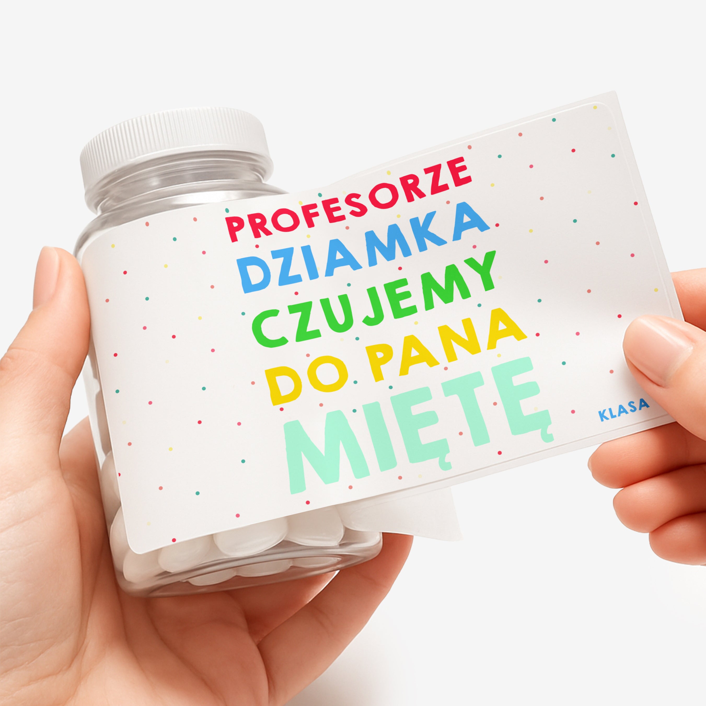 Miętówki + etykieta dekoracyjna do samodzielnego naklejenia - upominek dla nauczyciela