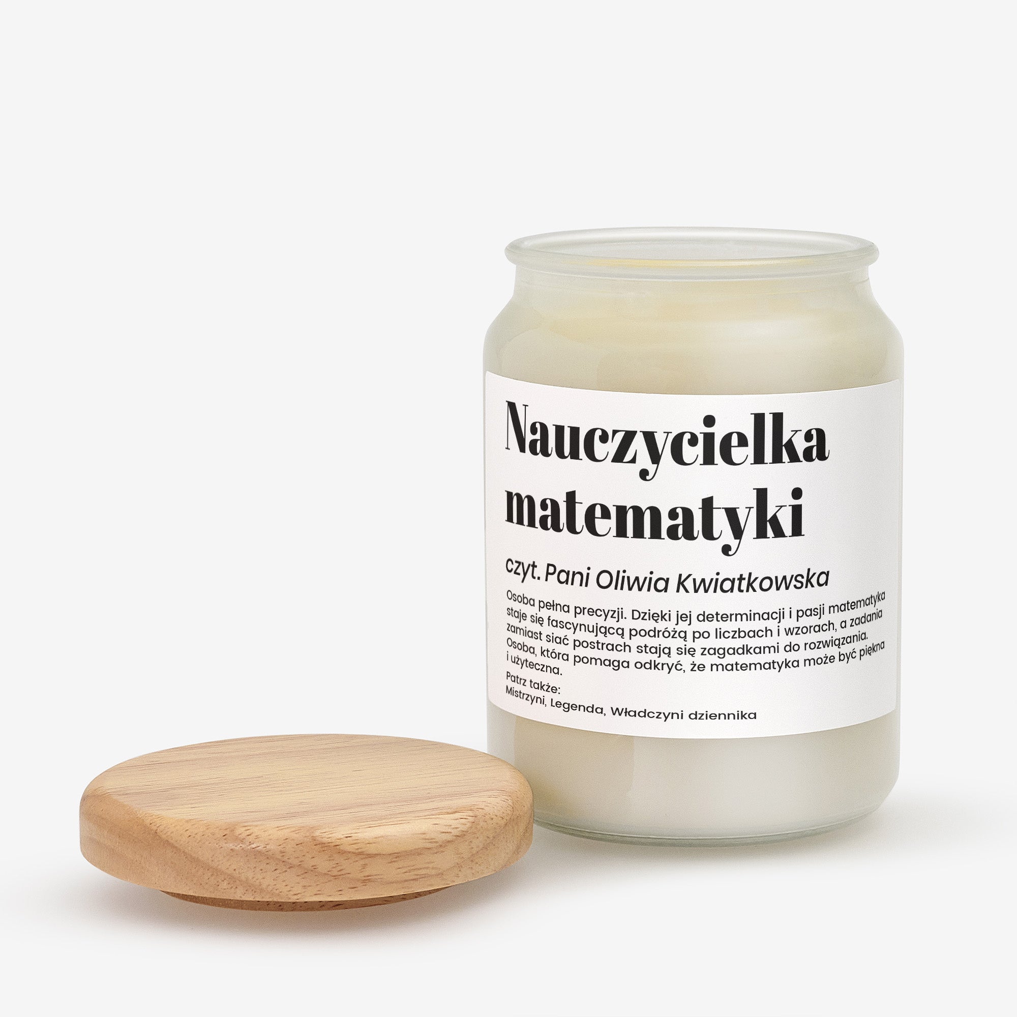 Duża świeca zapachowa na prezent dla nauczycielki matematyki - definicja