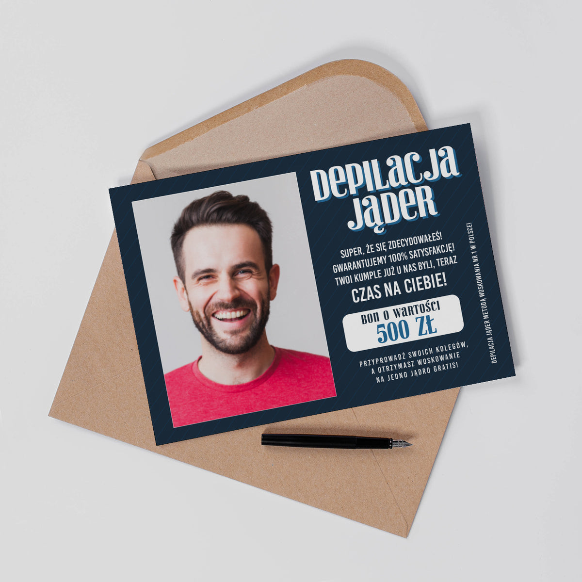 Śmieszna kartka xxl - voucher na depilację jąder