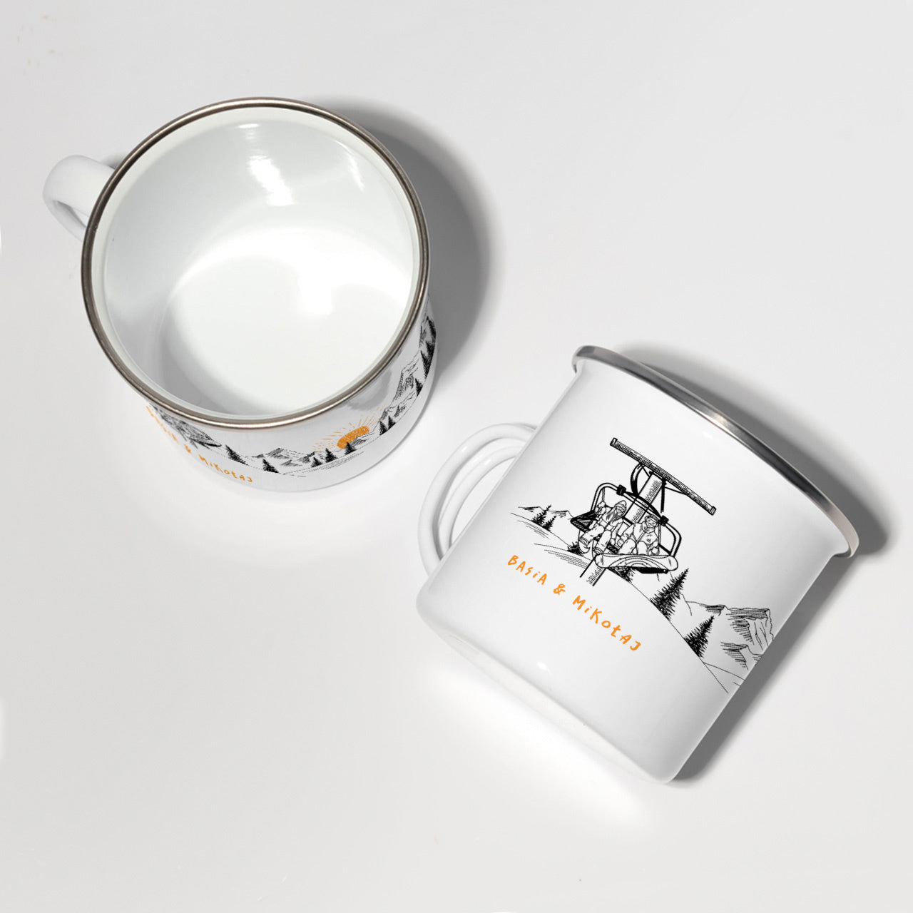 Kubki emaliowane- prezent dla narciarzy kubki personalizowane dla par kubki w góry gadżety dla narciarzy