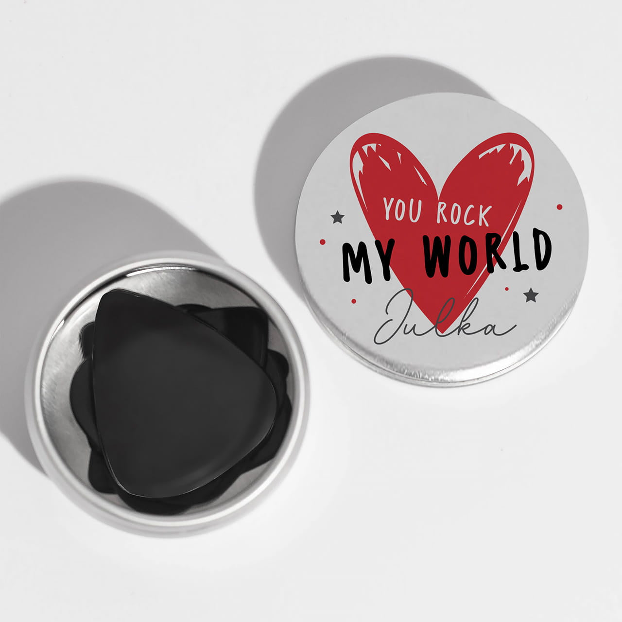 Kostki do gitary w personalizowanym pudełku - yuo rock my world