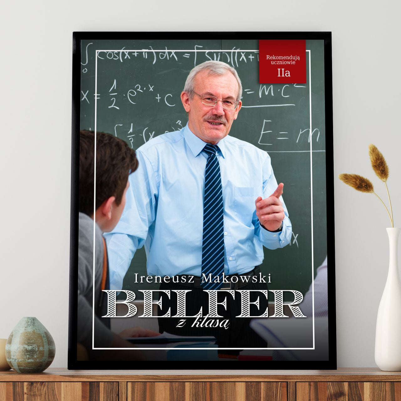 Plakat ze zdjęciem na prezent dla nauczyciela - Belfer z klasą prezent na dzień nauczyciela personalizowany plakat