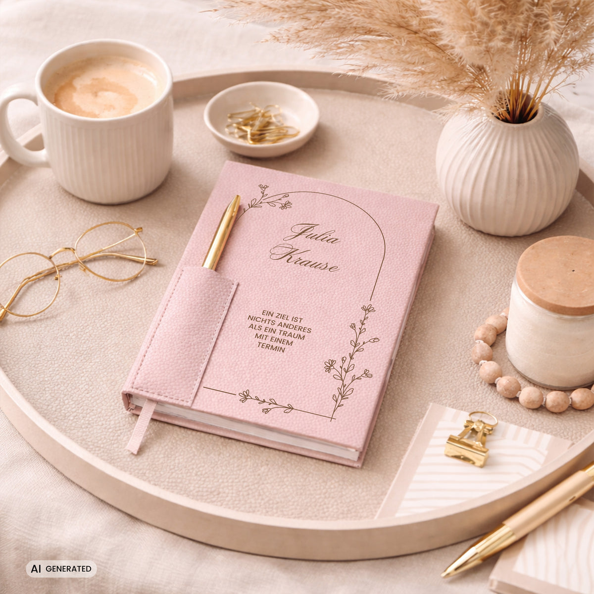 Eleganter personalisierter Planer mit Kugelschreiber ZIEL GESCHENK FÜR SIE