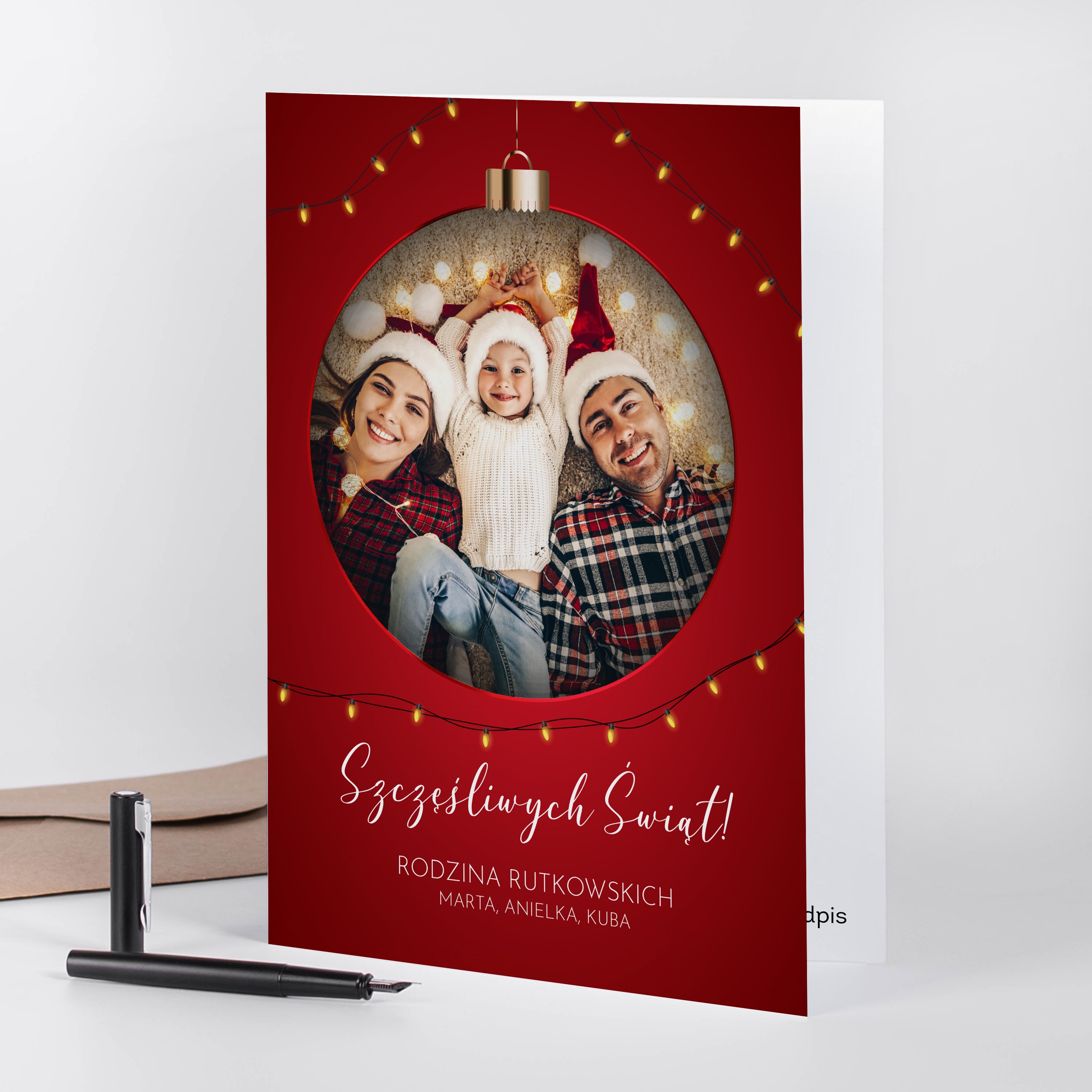 Kartka świąteczna ze zdjęciem XXL - prezent świąteczny dla rodziny prezent dla bliskich kartka na prezent 