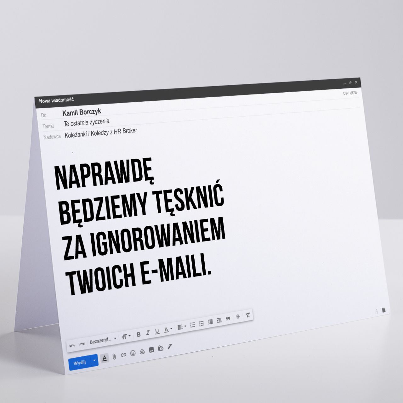 Kartka na pożegnanie z pracy - śmieszny e-mail