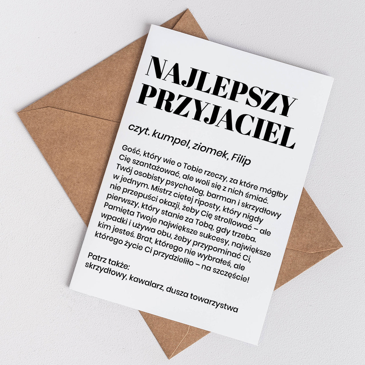 Kartka dla przyjaciela - Najlepszy Przyjaciel prezent dla przyjaciela śmieszna kartka