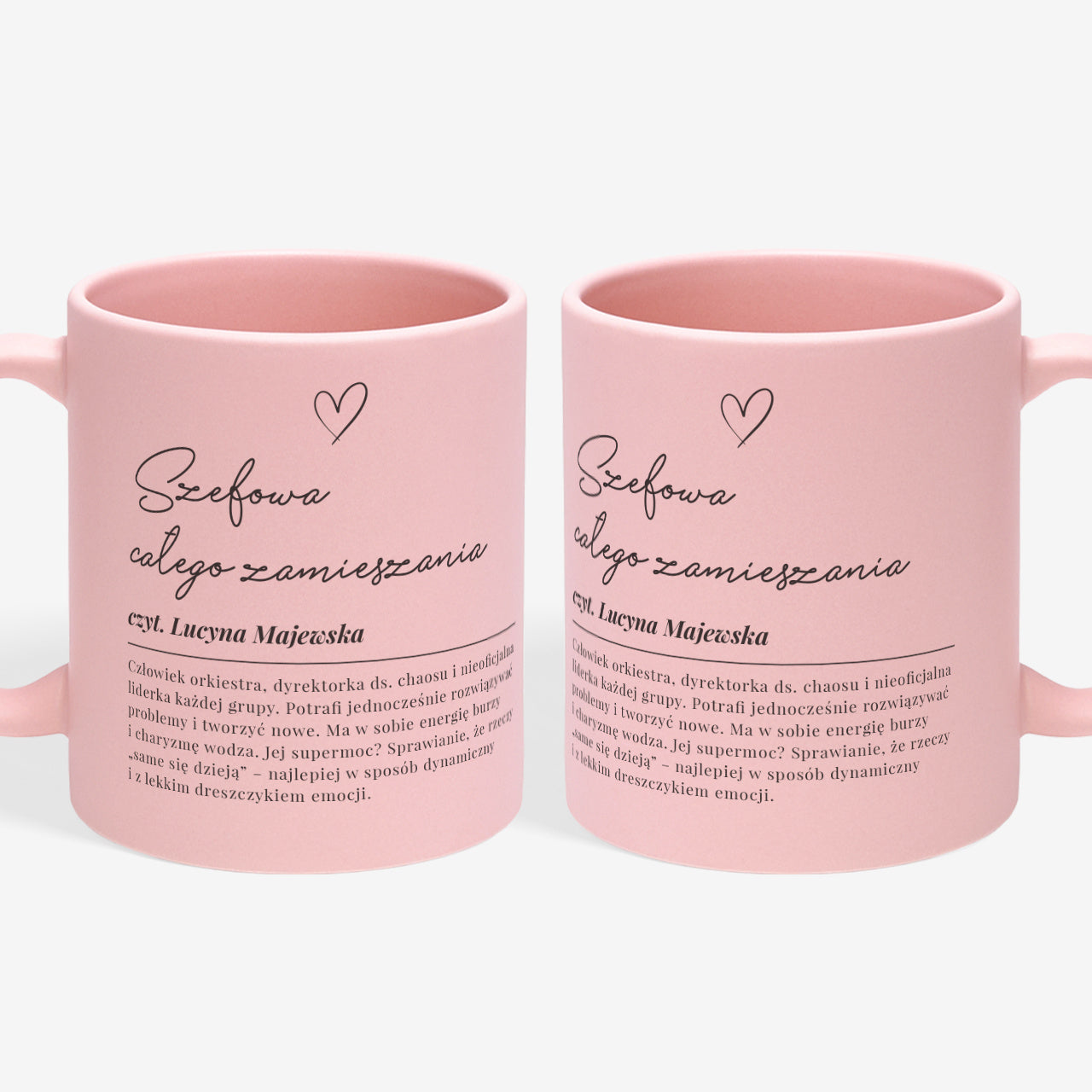 Różowy kubek dla niej - szefowa zamieszania kubek personalizowany dla niej śmieszny kubek