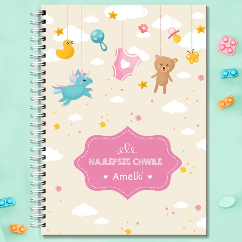 Personalizowany pamiętnik na prezent z okazji Narodzin Dziewczynki prezent na narodziny dziewczynki