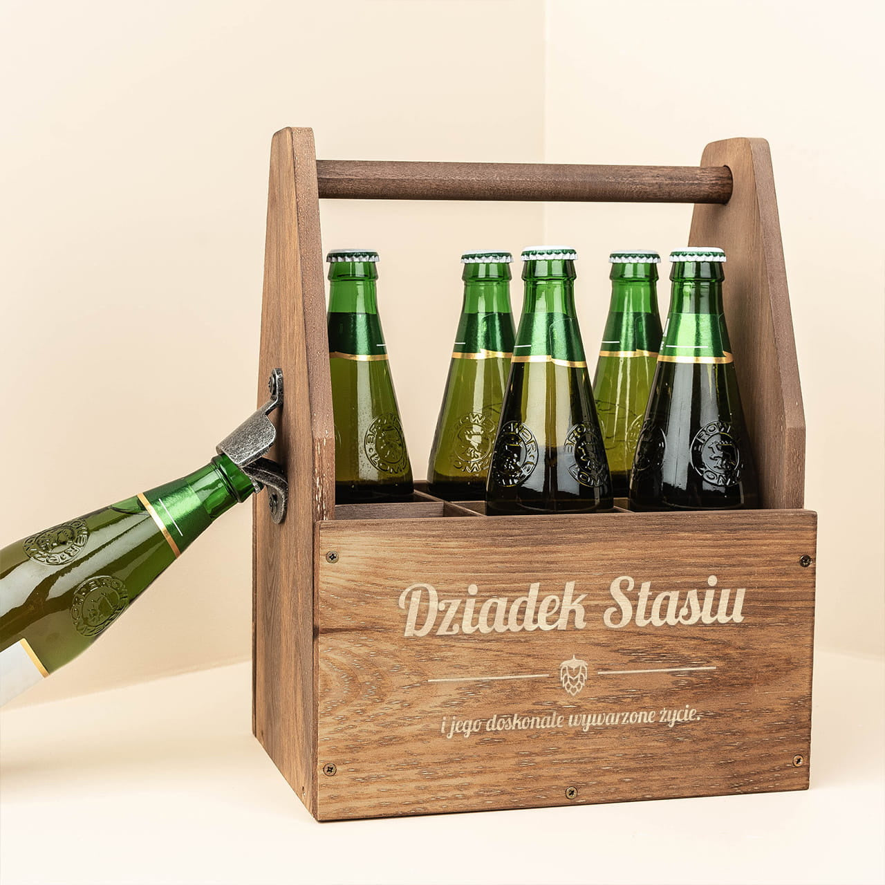 Nosidło na piwo z grawerem - prezent dla dziadka prezent na dzień dziadka prezent dla piwosza nosidło na piwo