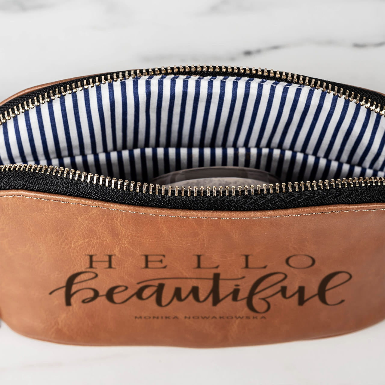 Kosmetyczka skórzana - Hello - prezent dla nastolatki prezent dla dziewczyny damska kosmetyczka