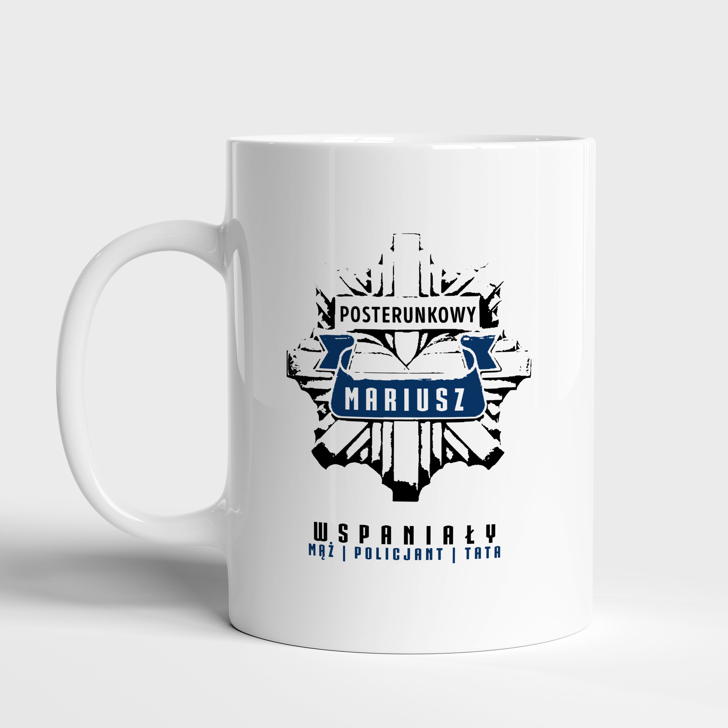 Personalizowany kubek dla policjanta - Służba kubek z nadrukiem kubek personalizowany prezent dla policjanta