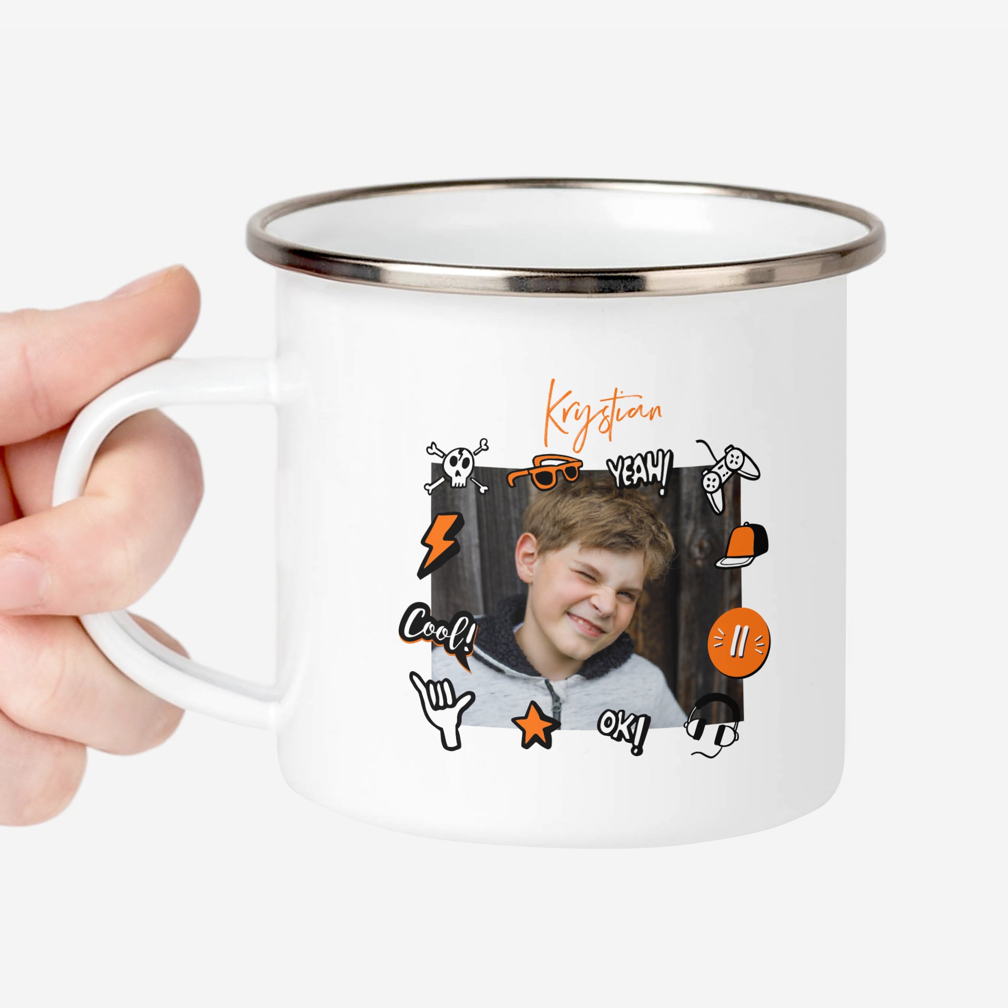 Kubek emaliowany personalizowany - prezent dla dziecka na urodziny