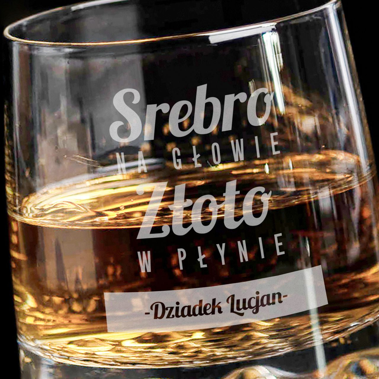 Szklanka do whisky prezent dla dziadka - Złoto w płynie