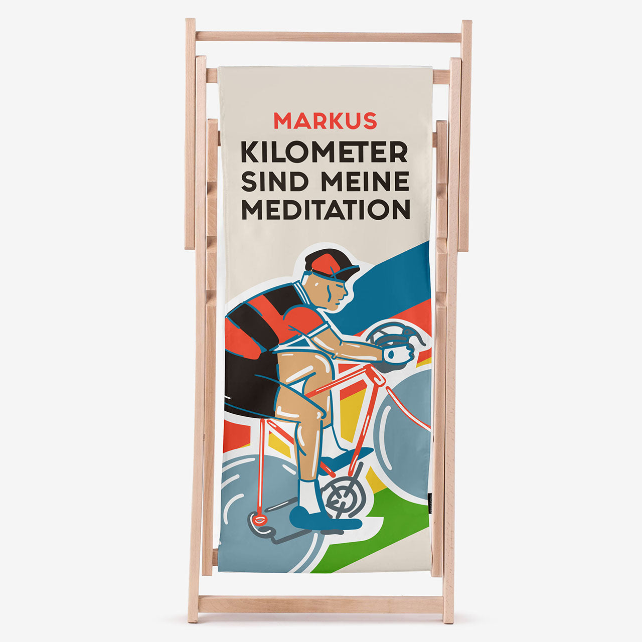 Strandliegestuhl - ICH MACHE KILOMETER - Geschenk für Radfahrer
