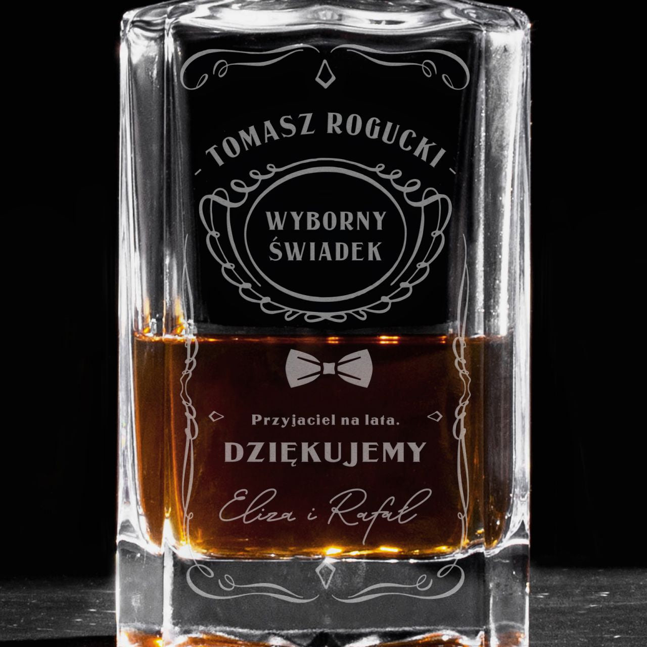 Grawerowana karafka - prezent dla świadka karafka na whisky podziękowanie dla świadka