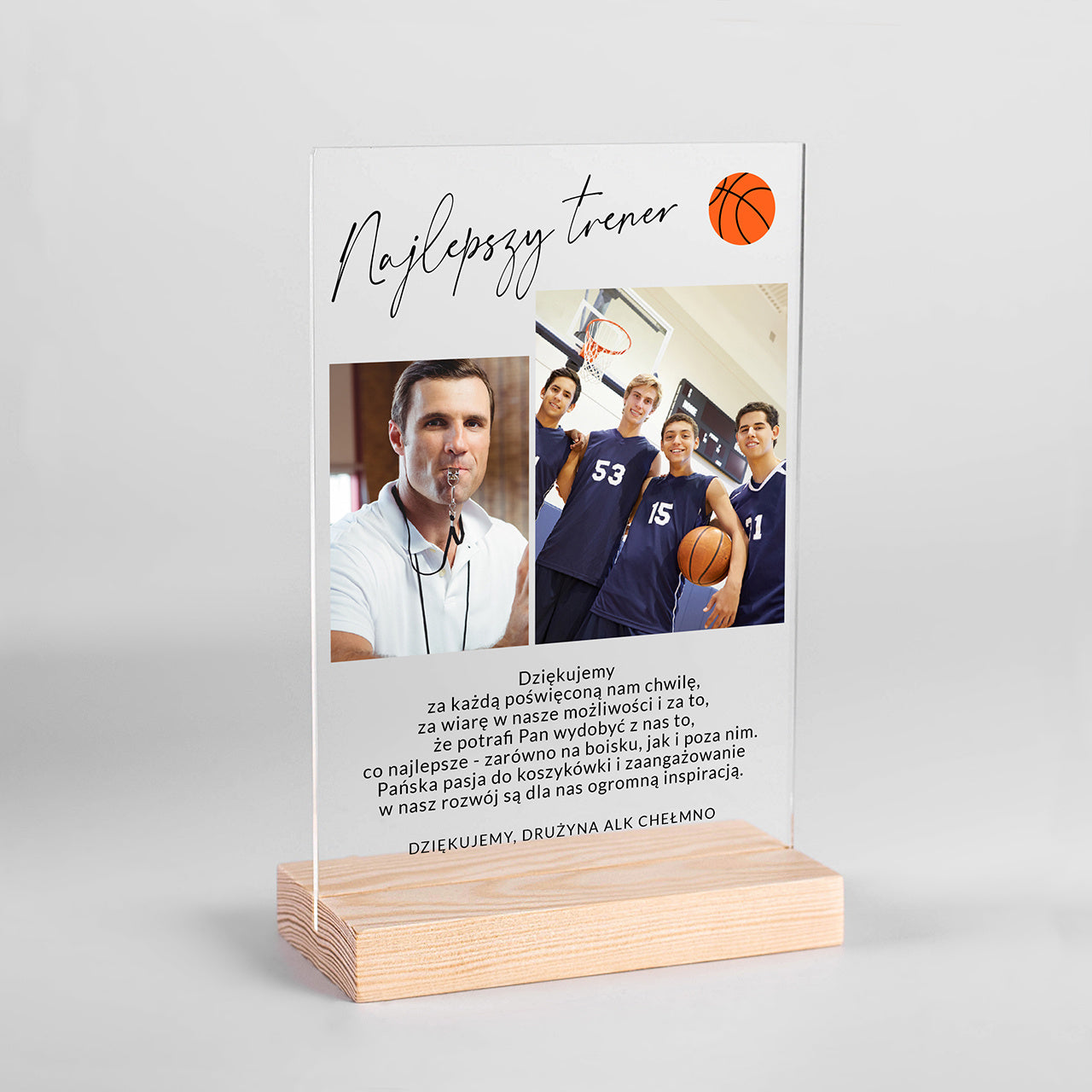 Personalizowana statuetka - prezent dla trenera koszykówki statuetka dla trenera pamiątka dla trenera