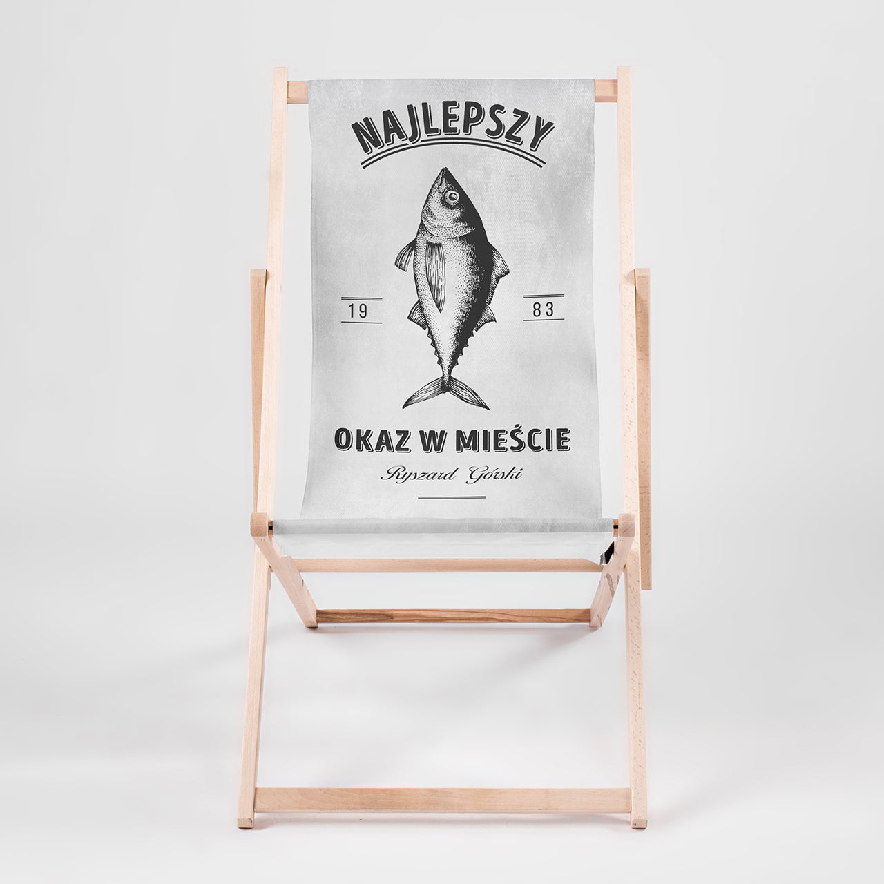 Personalizowany leżak - Najlepszy Okaz - prezent urodzinowy dla wędkarza prezent dla wędkarza leżak z nadrukiem