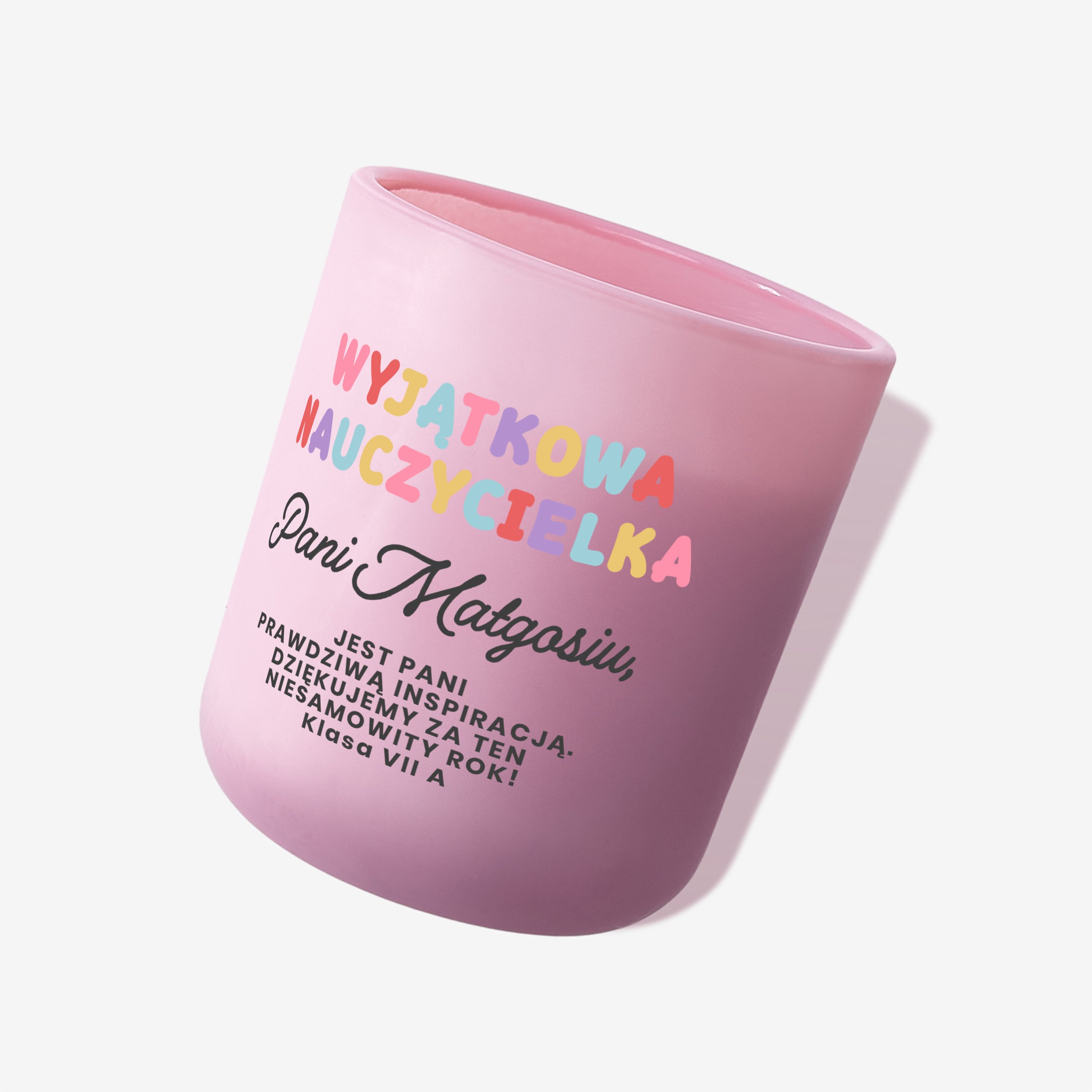 Personalizowana świeca dla nauczycielki na koniec roku prezent dla nauczycielki