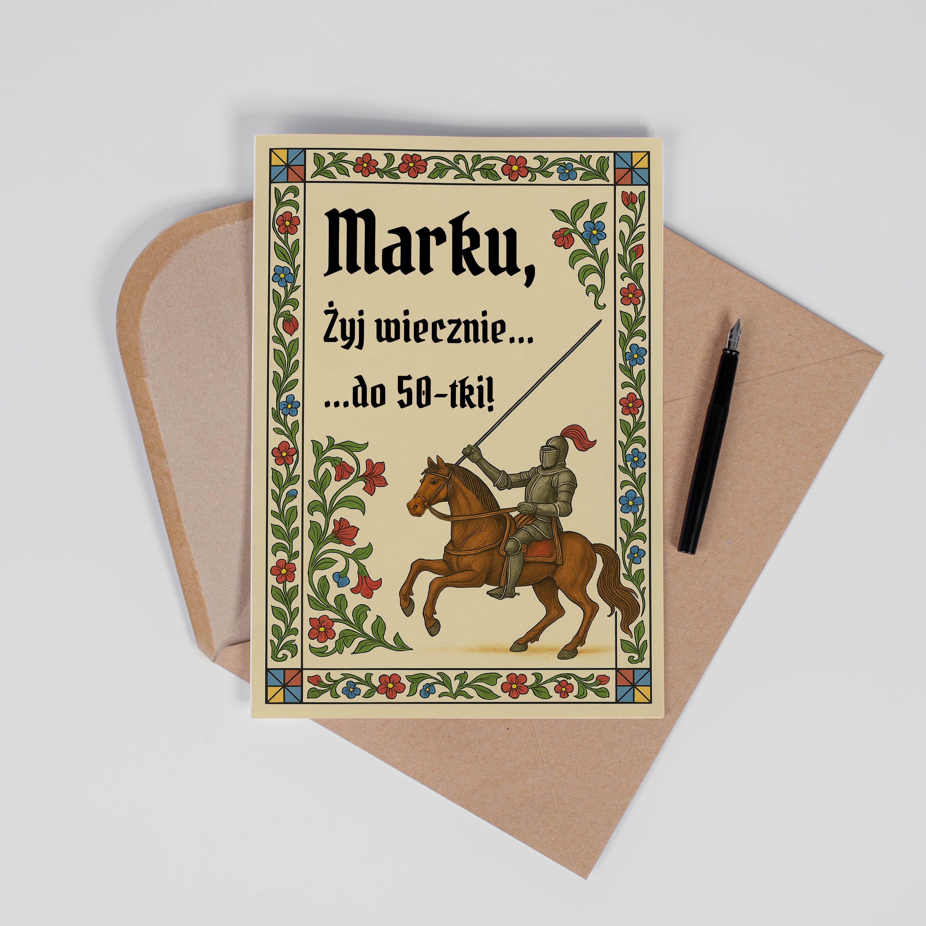 Śmieszna kartka na urodziny A4 - Żyj Wiecznie kartka personalizowana upominek na urodziny