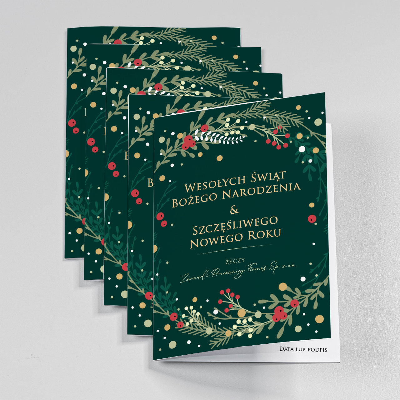 Personalizowane kartki świąteczne dla firm - zestaw 5szt.