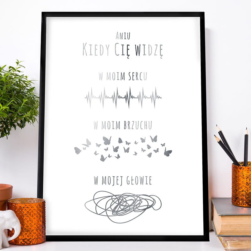 Plakat personalizowany śmieszny prezent na rocznicę - Kiedy Cię widzę prezent dla dziewczyny na rocznicę