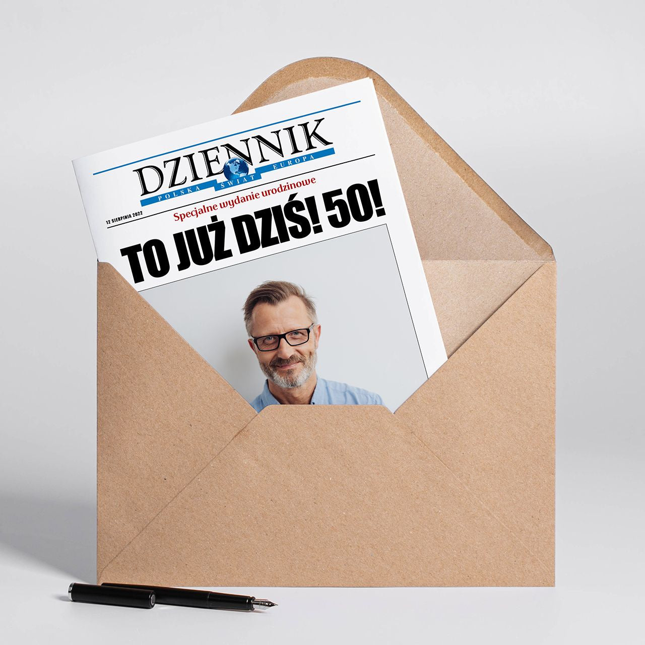 Kartka na 50 urodziny ze zdjęciem Dziennik A4