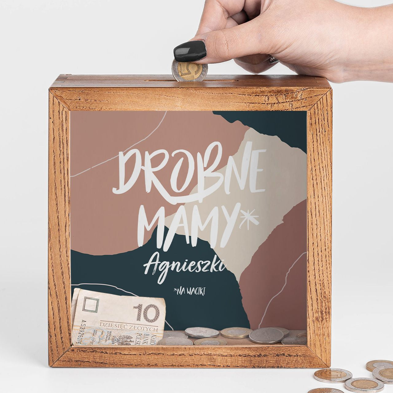 Personalizowana skarbonka dla mamy - Na Drobne prezent dla mamy skarbonka personalizowana