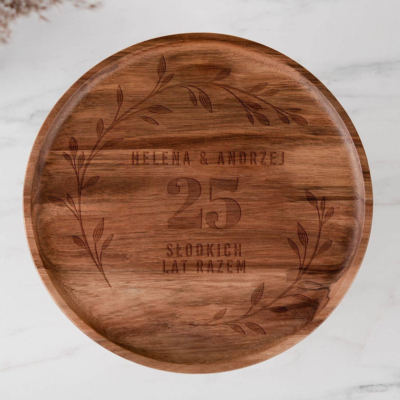 Drewniana patera na ciasto - prezent na 25 rocznicę ślubu