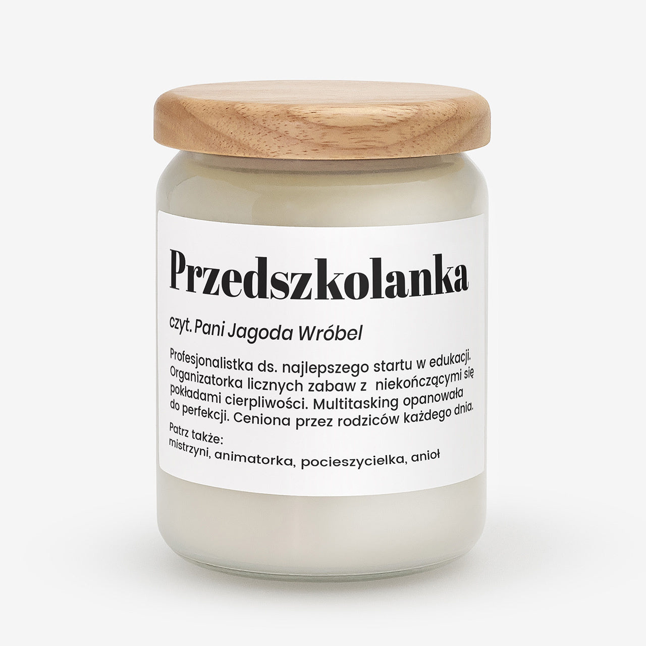 Świeca personalizowana definicja - prezent dla przedszkolanki