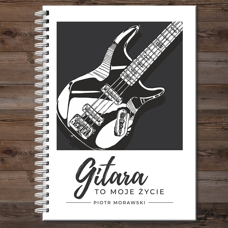 Personalizowany notatnik dla gitarzysty prezent dla gitarzysty notatnik z gitarą prezent dla muzyka