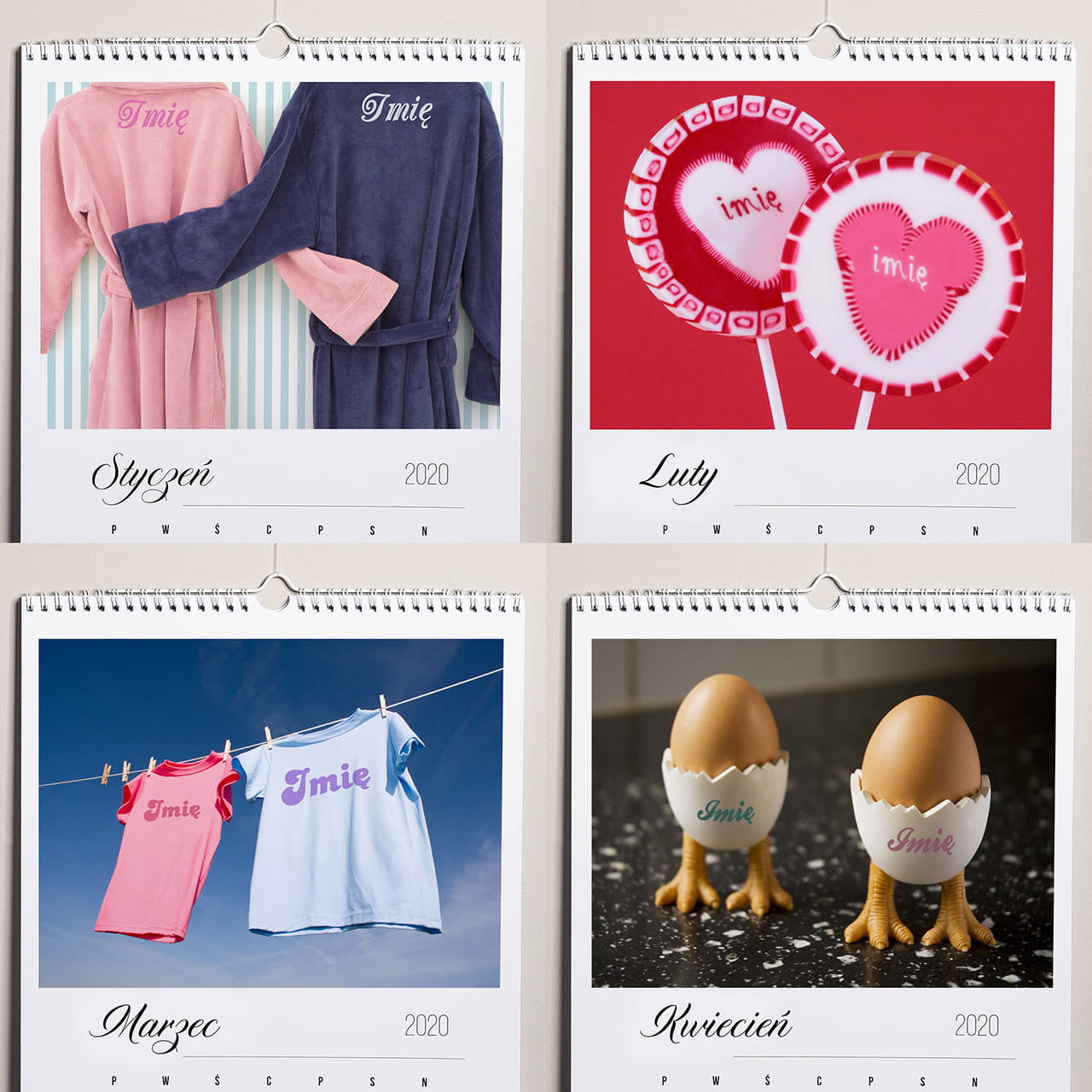 Personalizowany kalendarz wiszący dla pary na rocznicę ślubu