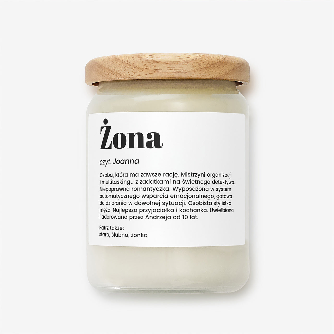 Świeca dla żony z personalizacją - śmieszny prezent dla żony