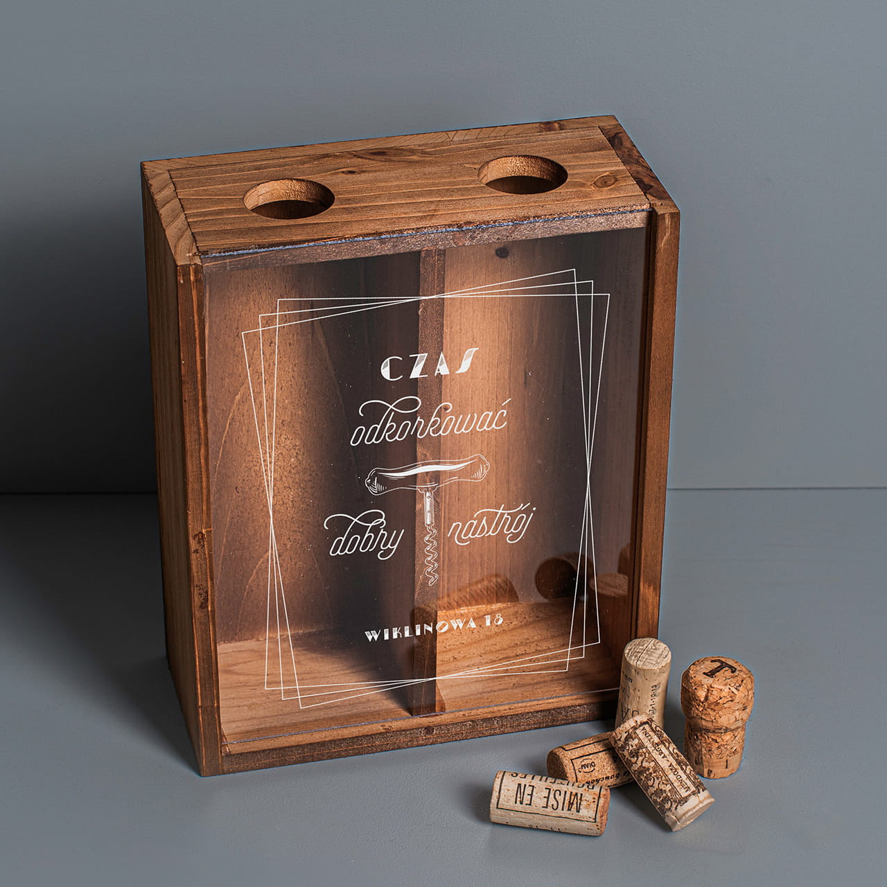 Skrzynka na korki od wina dla miłośników wina prezent dla miłośników wina skrzynka personalizowana