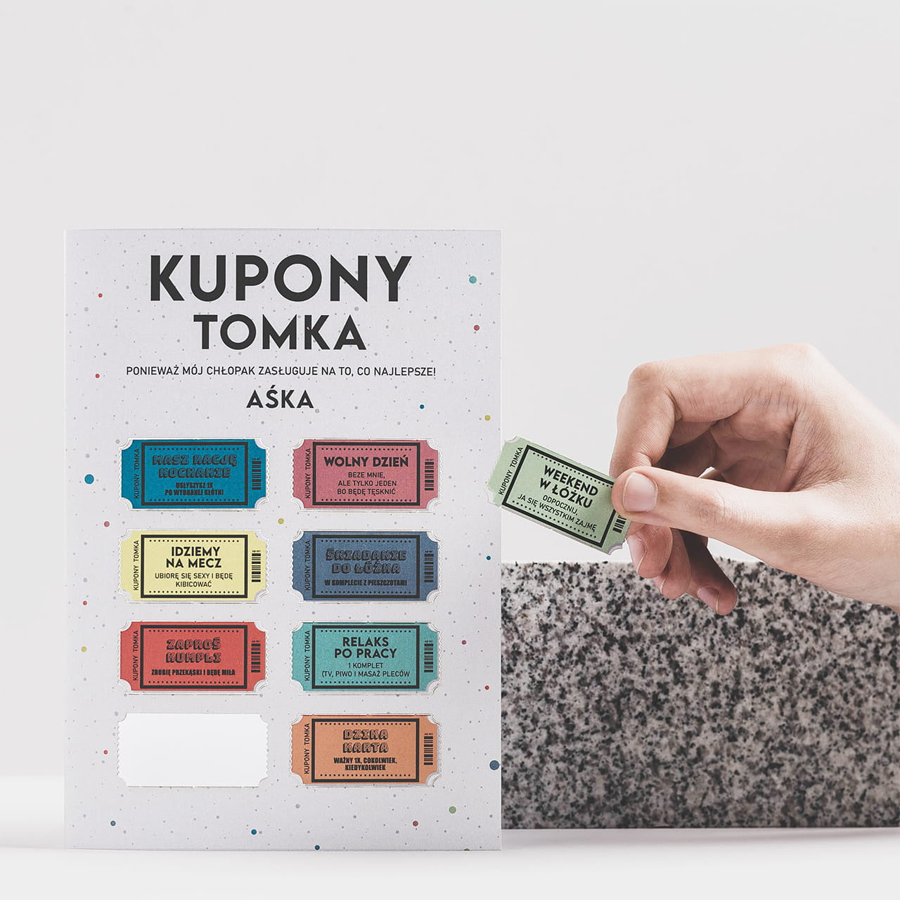 Personalizowana kartka na Dzień Chłopaka - kupony dla chłopaka prezent na dzień chłopaka kartka dla chłopaka
