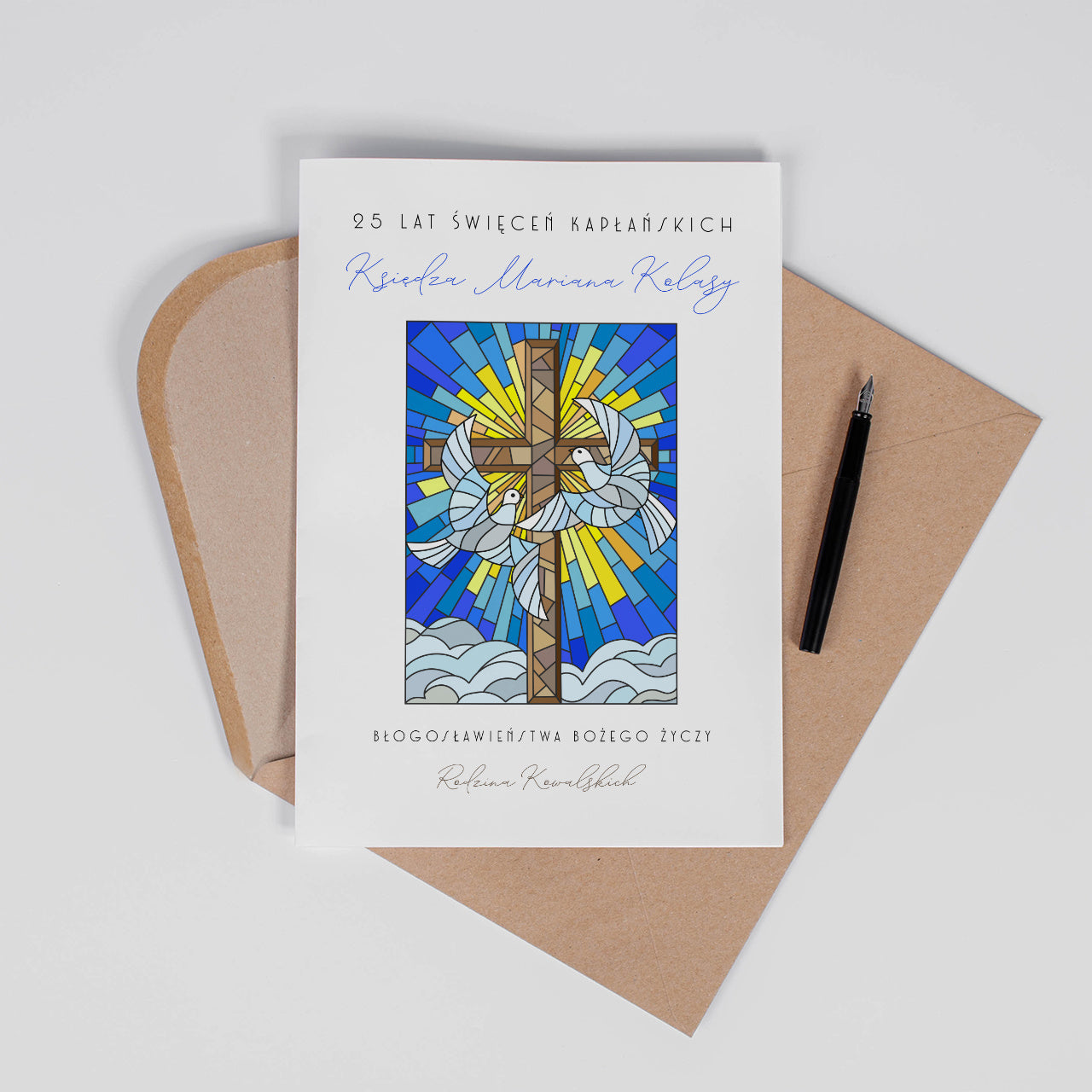 Duża kartka z okazji święceń kapłańskich A4 - personalizowana kartka dla księdza upominek dla księdza