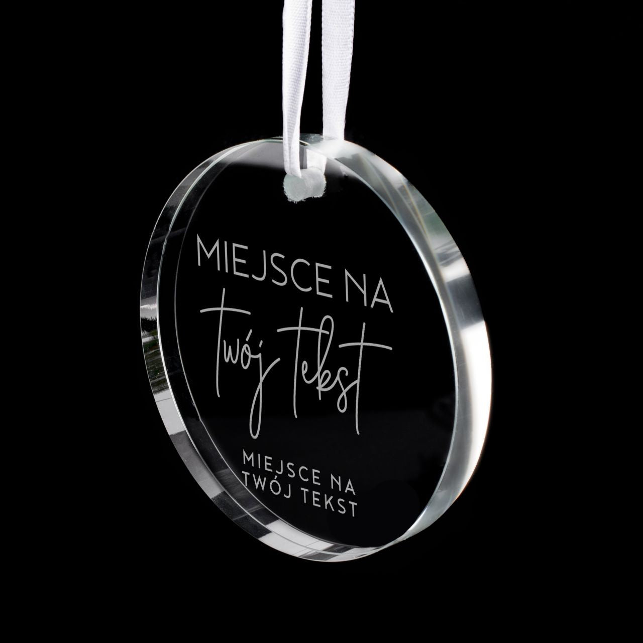 Zawieszka szklana z grawerem - Twój Tekst